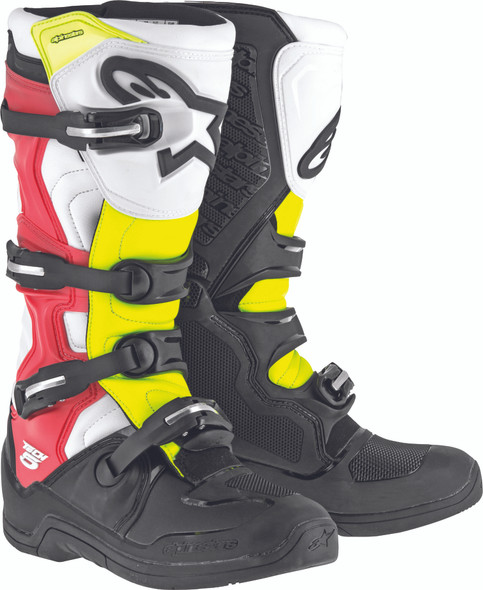 Alpinestars Tech 5 Boots Black/White/Red/Yellow Sz 05 2015015-1235-5