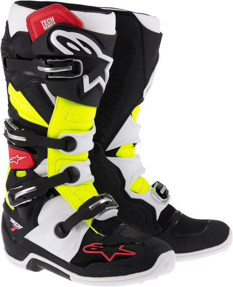 Alpinestars Tech 7 Boots Black/Red/Yellow Sz 08 2012014-136-8