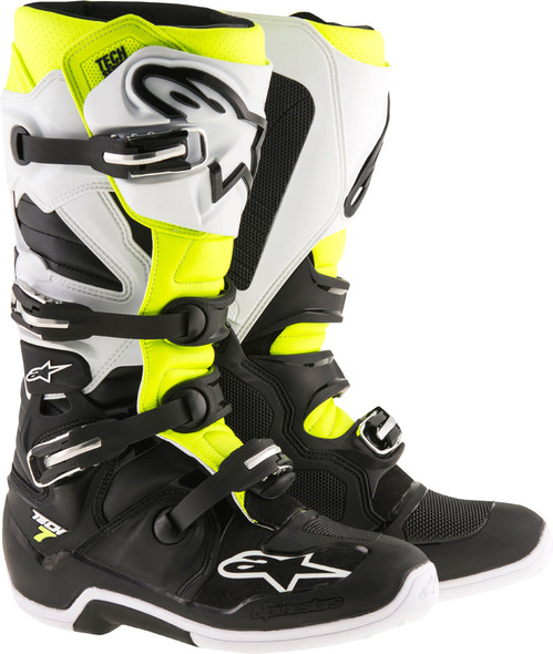 Alpinestars Tech 7 Boots Black/White/Yellow Sz 07 2012014-125-7