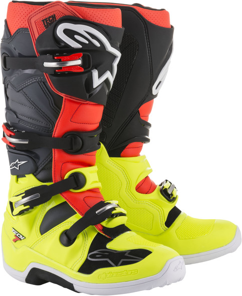 Alpinestars Tech 7 Boots Yellow/Red/Grey Sz 13 2012014-5301-13