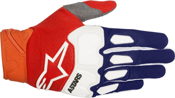 Alpinestars Racefend Gloves Blue/Orange/White Lg 3563518-7043-L