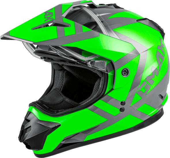 Gmax Gm-11S Dual-Sport Trapper Snow Helmet Grey/Neon Green Lg G2113676