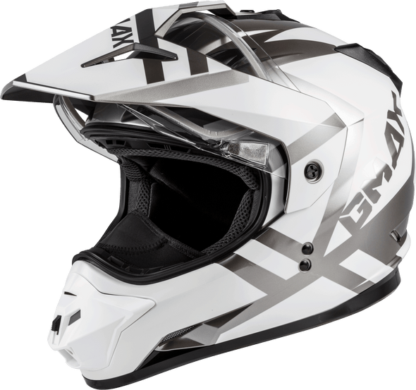 Gmax Gm-11S Dual-Sport Trapper Snow Helmet White/Silver Md G2113015