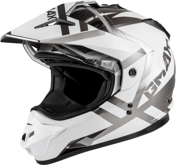 Gmax Gm-11S Dual-Sport Trapper Snow Helmet White/Silver Sm G2113014