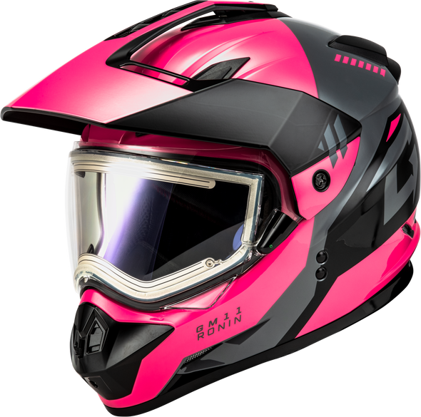 Gmax Gm-11S Ronin Snow Helmet W/ Elec Shield Black/Grey/Pink Md A41151265