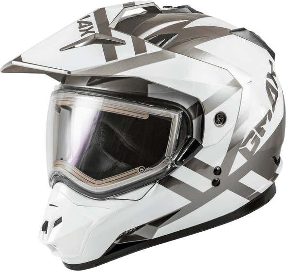 Gmax Gm-11S Trapper Snow Helmet W/Elec Shield White/Silver Sm G4112014
