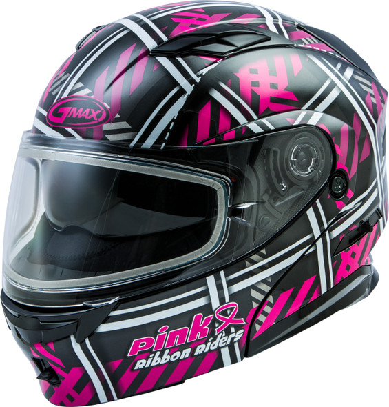 Gmax Md-01S Modular Pink Ribbon Riders Snow Helmet Blk/Pink Xl G2012407D-Ece