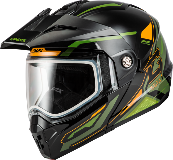 Gmax Md-74S Spectre Modular Helmet Snow Black/Green Lg M67421096