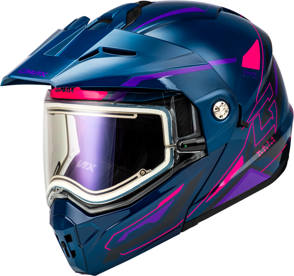 Gmax Md-74S Spectre Snow Helmet W/ Elec Shld Blue/Pink/Purple 2X M107421088