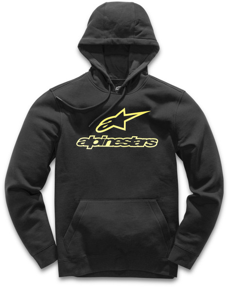 Alpinestars Always Fleece Hoodie Black/Yellow Lg 1017-52006-1050-L