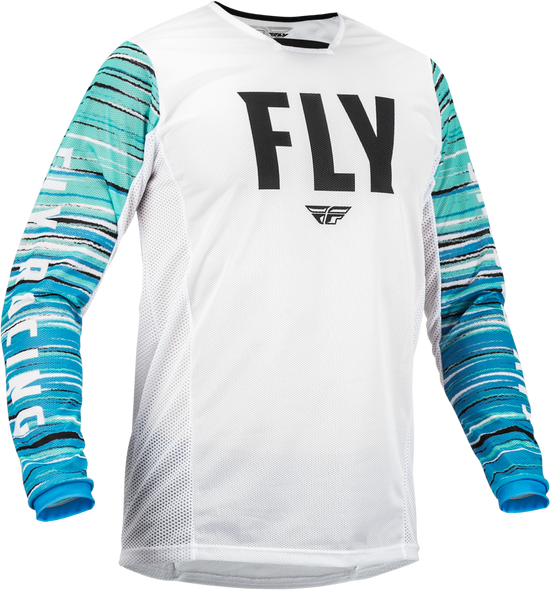 Fly Racing Kinetic Mesh Jersey White/Blue/Mint Lg 376-317L