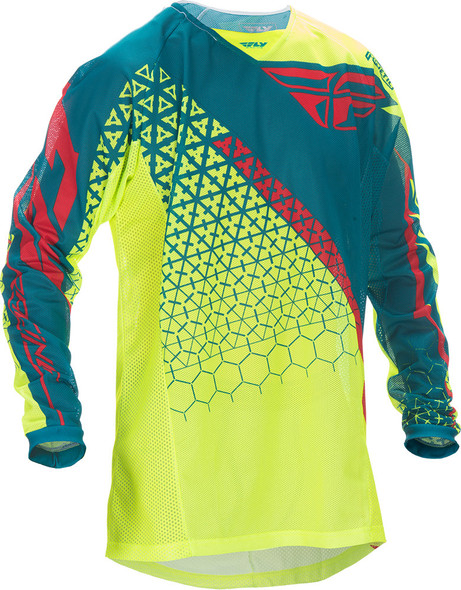 Fly Racing Kinetic Trifecta Mesh Jersey Hi-Vis/Teal L 370-328L