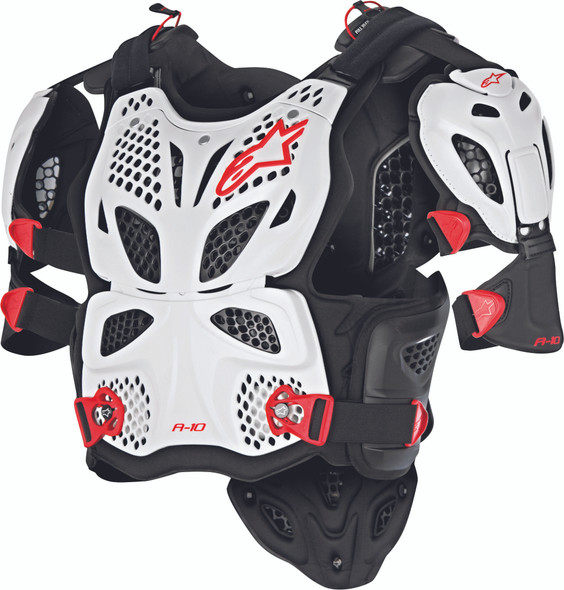 Alpinestars A-10 Full Chest Protector White/Black/Red Md/Lg 6700517-213-Ml