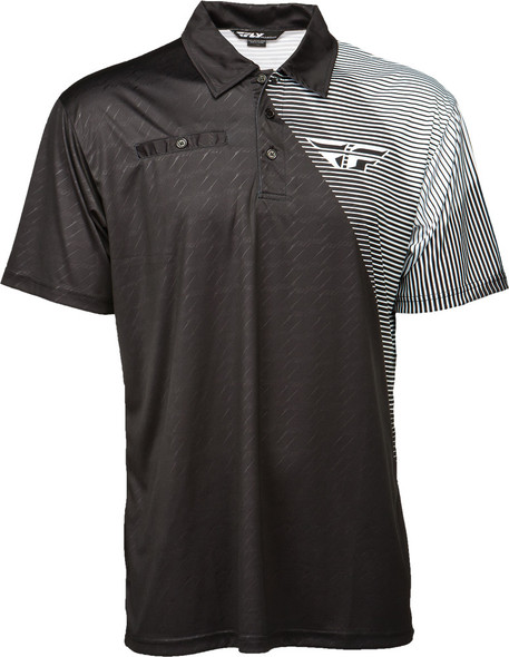 Fly Racing Pit Polo Shirt Black/White 2X 352-61702X