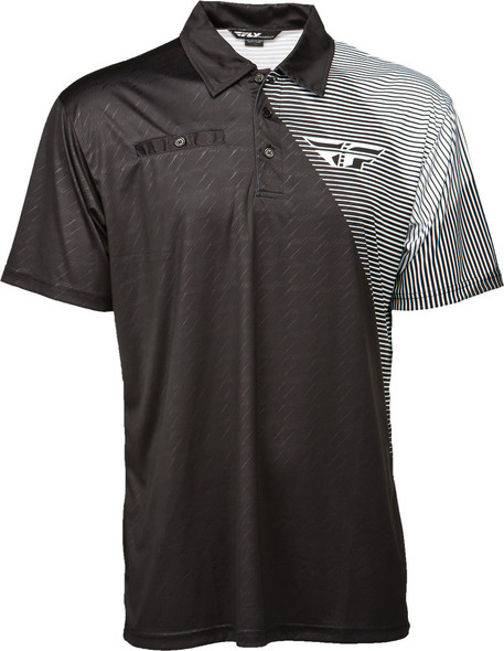 Fly Racing Pit Polo Shirt Black/White S 352-6170S