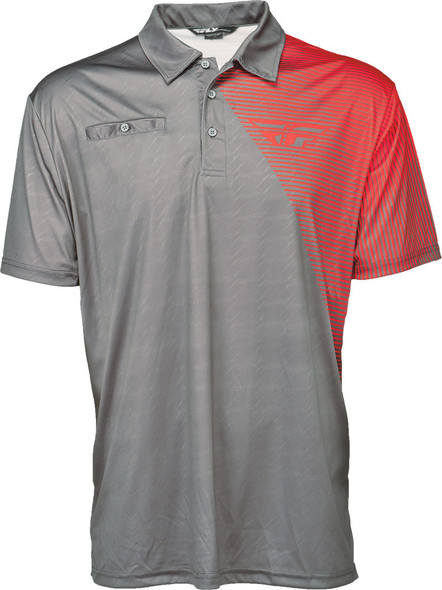 Fly Racing Pit Polo Shirt Grey/Red 2X 352-61762X