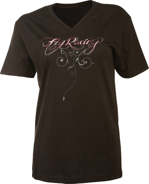 Fly Racing Script Ladies Tee Black M 356-0230M