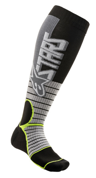 Alpinestars Mx Pro Socks Cool Grey/Yellow Lg 4701520-905-L