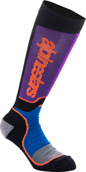 Alpinestars Youth Mx Plus Socks Blk/Royal Blue/Purple Md/Lg 4742324-1246-M/L
