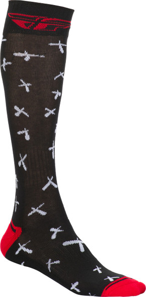 Fly Racing Fly Mx Pro Socks Thin X Pattern Red/Black Lg/Xl Spx009495-A2