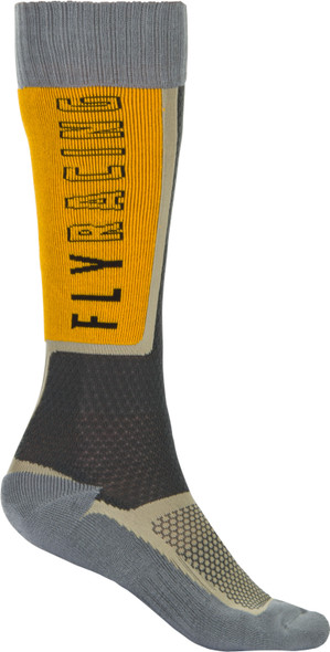 Fly Racing Mx Sock Thin Black/Grey/Mustard Lg/Xl 350-0510L