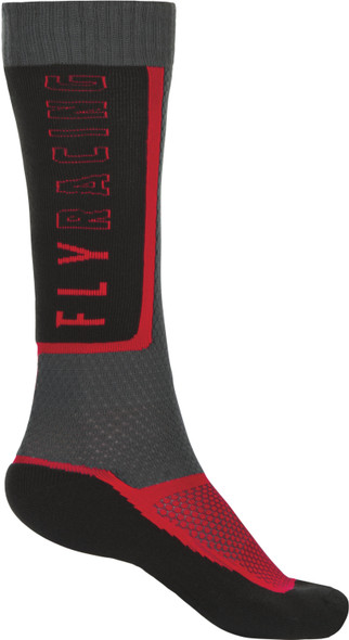 Fly Racing Mx Sock Thin Black/Grey/Red Lg/Xl 350-0512L