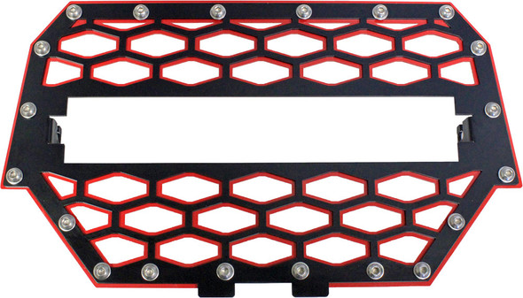 Modquad 2-Panel Front Grill Black/Red W/10" Light Bar Rzr-Fgls-1K-Rd