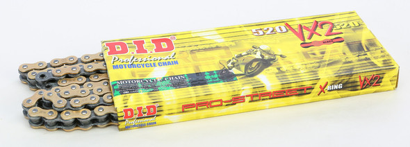 D.I.D Pro-Street 520Vx2-130 Vx-Ring Chain Gold/Black 520Vx2G130Fb