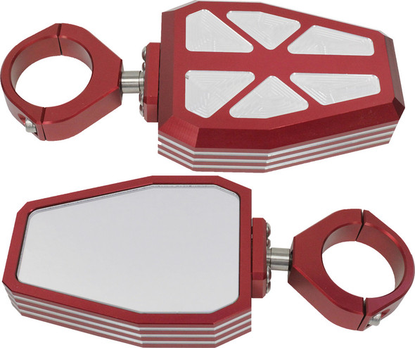 Modquad Billet Side Mirrors Diamond Red 1.75" R-Side-Rd