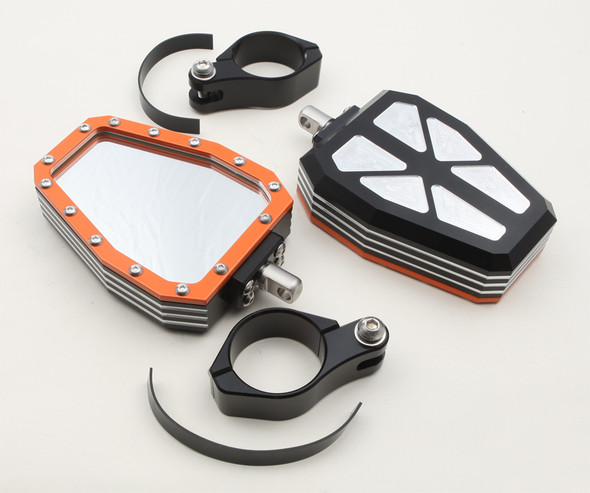 Modquad Billet Side Mirrors Diamond W/Bezel Orange 2" Ca-Side-Bez-Or