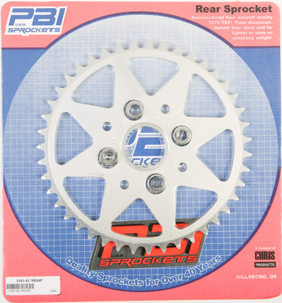 Pbi Rear Sprocket Aluminum 43T-520 Hon 3151-43-3