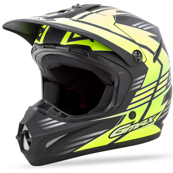 Gmax Gm-46.2X Off-Road Race Helmet Matte Black/Hi-Vis Green Md G3466675 Tc-23F