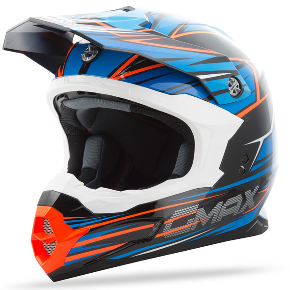 Gmax Mx-86 Off-Road Raz Helmet Black/Blue/Hi-Vis Orange Lg G3861216 Tc-2