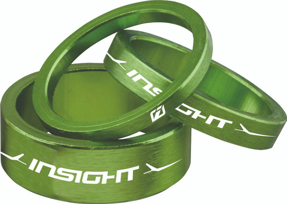 Insight Alloy Headset Spacers Green 1-1/8" 3Mm/5Mm/10Mm Insp118Grgr