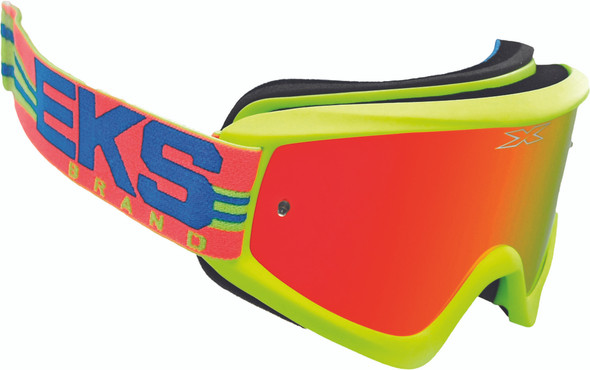 EKS Brand Flat Out Mirror Goggle Flo Yellow/Fire/Cyan 067-10385