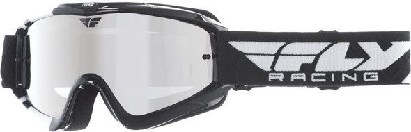 Fly Racing Zone Goggle Black/White W/ Chrome/Smoke Lens 37-3021