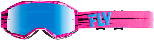 Fly Racing Zone Youth Goggle Pink/Teal W/Sky Blue Mirror Lens W/Post Flc-016