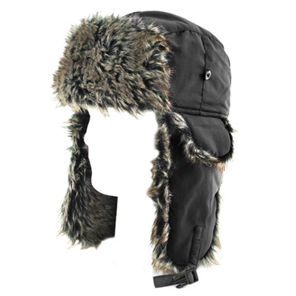 Balboa Trooper Hat W/ Grey Fur Black Wth114