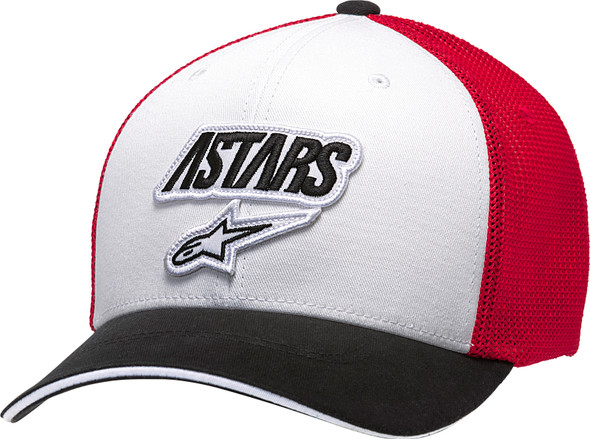 Alpinestars Race Angle Mesh Hat Wht/Blk/Red Lg/Xl Curved Bill 1139-81540-2013-L/Xl