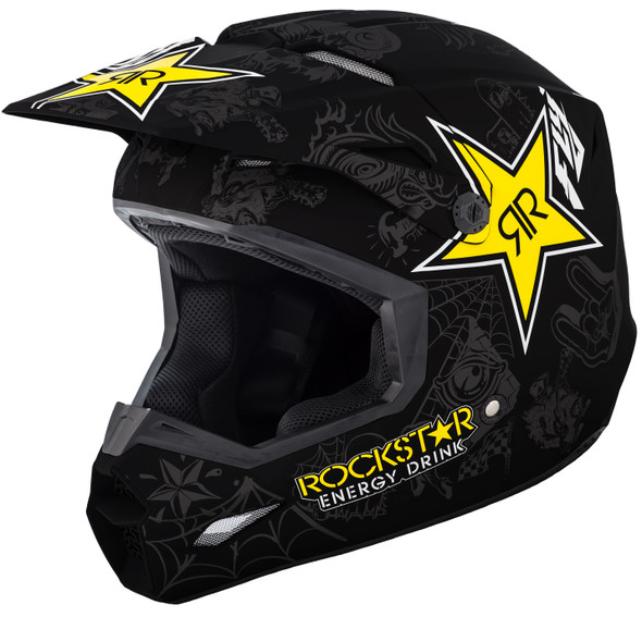 Fly Racing Elite Rockstar Helmet Matte Black/Grey Lg 73-3308-7-L
