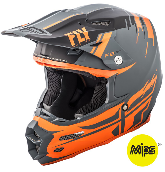 Fly Racing F2 Carbon Forge Helmet Matte Charcoal/Orange/Grey Lg 73-4238-7-L