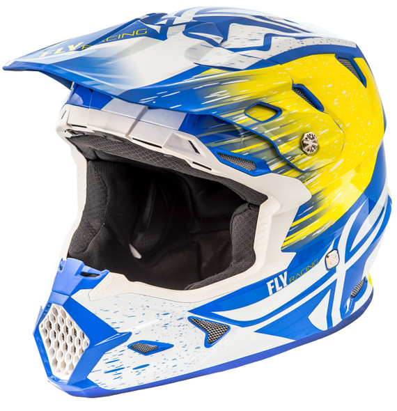 Fly Racing Toxin Resin Helmet White/Yellow/Blue Lg 73-8527-7-L