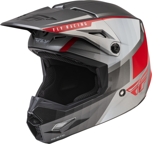 Fly Racing Youth Kinetic Drift Helmet Charcoal/Light Grey/Red Ym 73-8643Ym