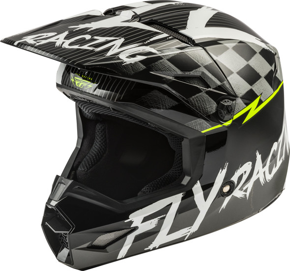 Fly Racing Youth Kinetic Sketch Helmet Black/White/Hi-Vis Yl 73-3468Yl