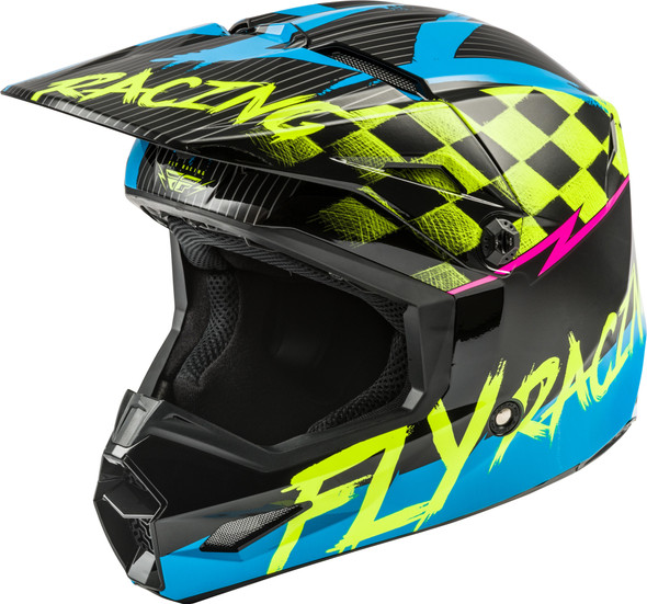 Fly Racing Youth Kinetic Sketch Helmet Blue/Hi-Vis/Black/Pink Yl 73-3460Yl