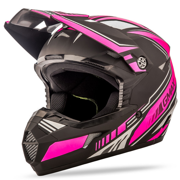 Gmax Mx-46 Off-Road Uncle Helmet Matte Black/Pink Lg G3467406 F.Tc-14