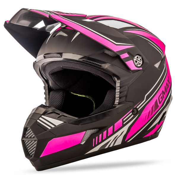 Gmax Mx-46 Off-Road Uncle Helmet Matte Black/Pink Xs G3467403 F.Tc-14