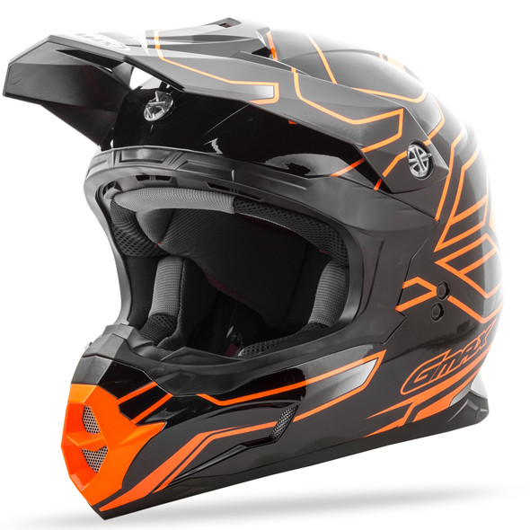 Gmax Mx-86 Off-Road Step Helmet Black/Hi-Vis Orange 2X G3862698 Tc-26