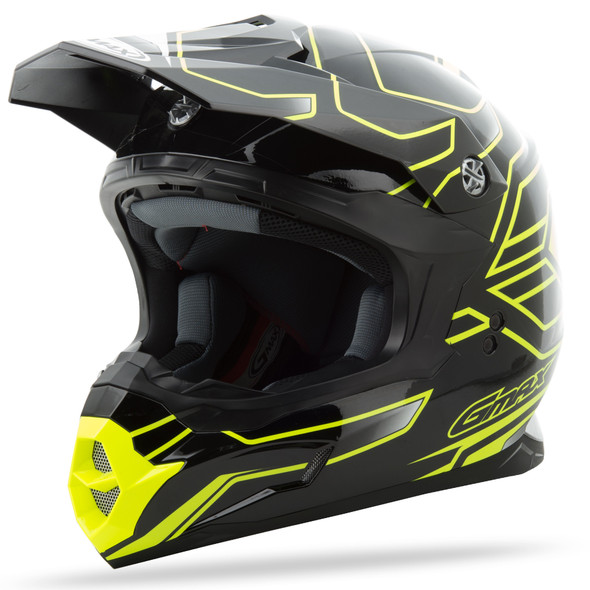 Gmax Mx-86 Off-Road Step Helmet Black/Hi-Vis Yellow 2X G3862688 Tc-24