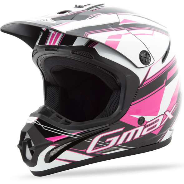 Gmax Youth Gm-46.2Y Off-Road Traxxion Helmet Blk/Pnk/Wht Yl G3463402 Tc-14